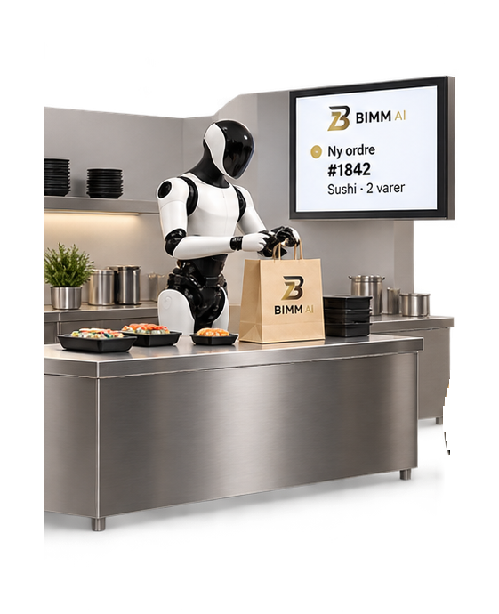 Humanoidrobot klargjør matbestilling på restaurantkjøkken